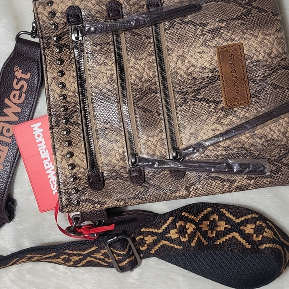 Montana West Brown Crossbody Bag with Snakeskin Print - Picture 9 of 11